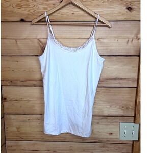 Reitmans Tee Collection Ivory Lace Trim Cami Adjustable Strap‎ Tank Top Large